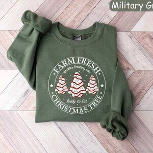 Farm Fresh Christmas Tree Sweatshirt Christmas Tree Cake Sweatshirt 24